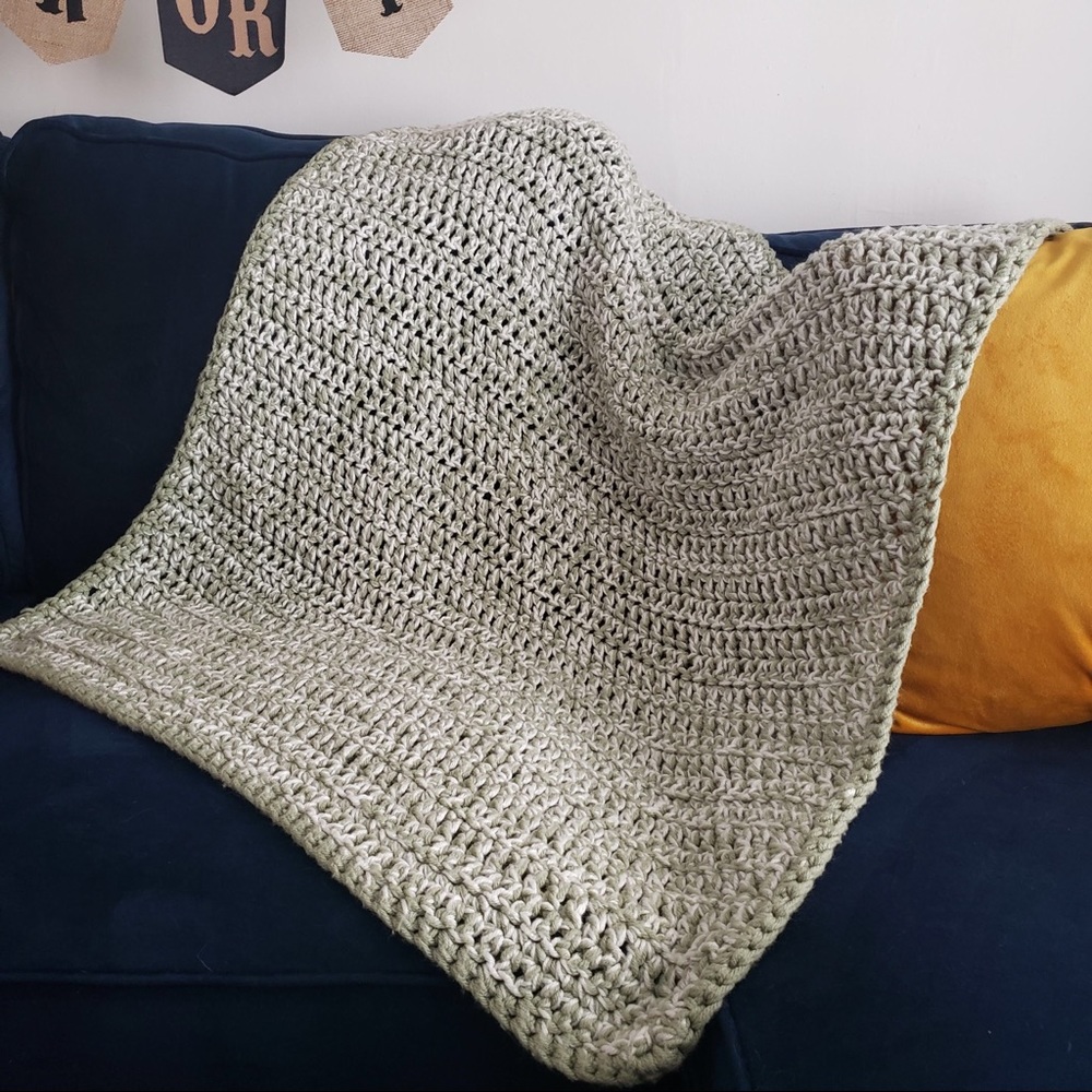 Small Green Afghan Throw Blanket